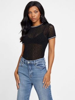 Guess - Black Printed Regular Fit T-Shirt
