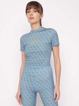 Guess - Blue Printed Regular Fit T-Shirt