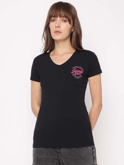 Guess - Black Solid Slim Fit T-Shirt