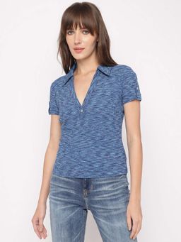 Guess - Blue Printed Slim Fit Polo T-Shirt