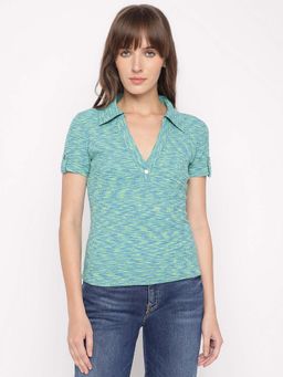 Guess - Green Printed Slim Fit Polo T-Shirt