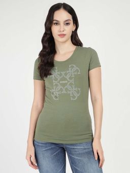 Guess - Green Embellished Slim Fit T-Shirt