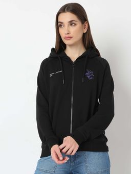 Spykar - Black Printed Regular Fit Hoodie