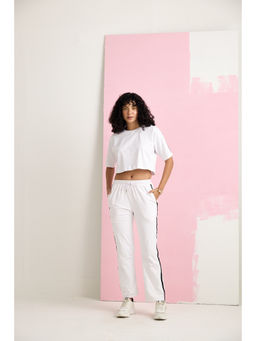 AVOCADO - White Black Stripes Crop T-shirt & Trackpant
