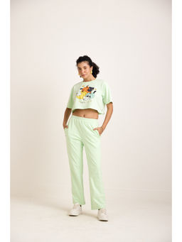 AVOCADO - Green Hello Spring Crop T-shirt & Trackpant