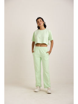 AVOCADO - Green Muted Crop T-shirt & Trackpant