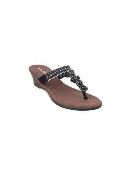 Mochi - Women Black Wedge Sandal Heels