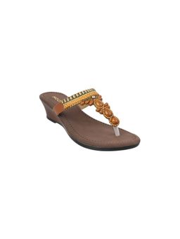 Mochi - Women Tan Wedge Sandal Heels