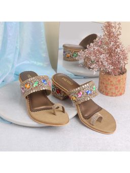 Metro - Women Gold Block Heels