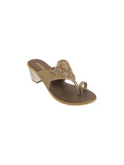 Mochi - Women Gold One Toe Sandal Heels