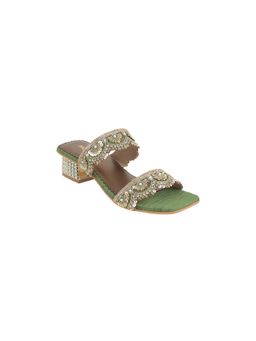 Mochi - Women Green Block Heel Sandals