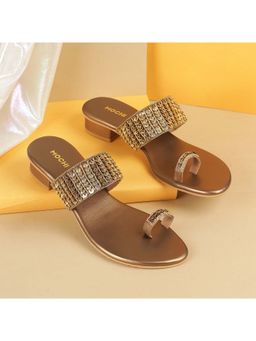 Mochi - Women Gold Block Heel Sandals