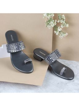 Mochi - Women Grey Block Heel Sandals