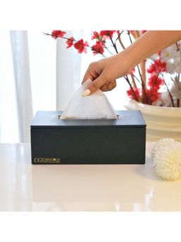 CasaGold - Green Rectangular Pu Leather Tissue Box Cover - Solid Tissue Paper Holder Box
