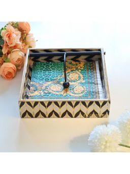 CasaGold - Black & White Square Tissue Tray-Square Napkin Holder-Tissue Paper Case Dispenser