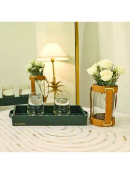 CasaGold - Green Premium Leather Serving Tray