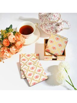 CasaGold - Pink Lotus Pack of 6 Coasters with Stand