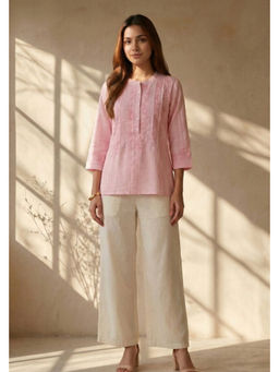 PANCHRANGA - Rose Grace Hand Chikankari Cotton Short Kurti