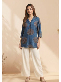 PANCHRANGA - Indigo Orbit Ajrakh Modal Short Kurti