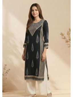 PANCHRANGA - Women Noir Ajrakh Elegance Modal Kurta