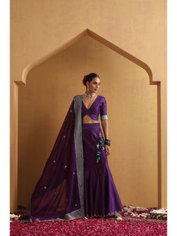 SUI KALA - Kalyani Embroidered Purple Lehenga with Blouse and Dupatta