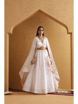 SUI KALA - Nivetha Embroidered White Lehenga with Blouse and Dupatta