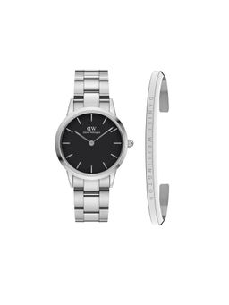 Daniel Wellington - Iconic Link 32 Silver Black & Classic Bracelet. Watch Gift Set For Women