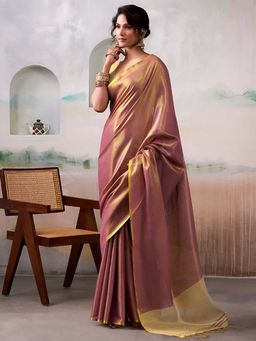 BFM - Pink tissue Traditional Saree with Unstitched Blouse