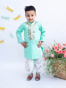 Fayon Kids - Aqua Green Kurta with Dhoti Pant (Set of 2)