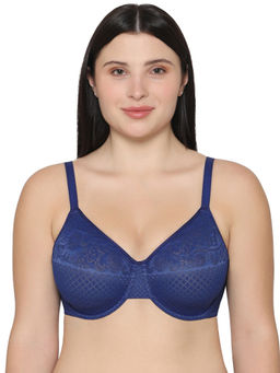 Wacoal - Women's Visual Effects Non Padded Wired Full Cup Support Minimizer Navy Blue Bra