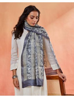 Fabindia - Grey Silk Symphony Hand Block Printed Stole