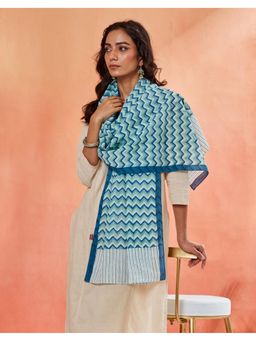 Fabindia - Blue Cotton Hand Block Print Stole