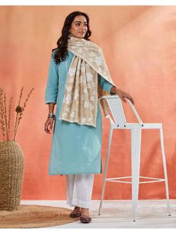 Fabindia - Beige Silk Kantha Stole
