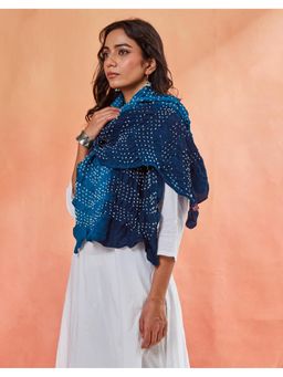 Fabindia - Blue Viscose Blend Bandhani Stole