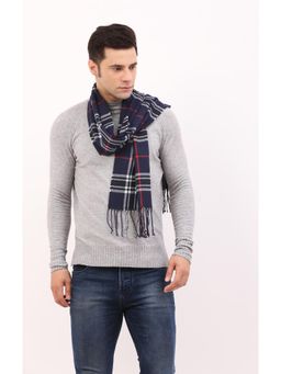 CAZZANO - Men Winter Checks Scarf - Navy Blue