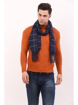 CAZZANO - Men Winter Stripes Scarf - Navy Blue