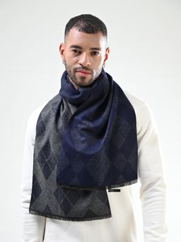 CAZZANO - Men Winter Checks Scarf - Navy Blue
