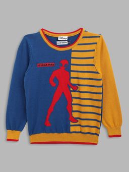 Blue Giraffe - Boys Multi-Color Self Design Round Neck Full Sleeves Pullover Style Sweater