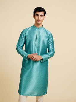 Diwas by Manyavar - Aqua Green Art Silk Kurtas for Men