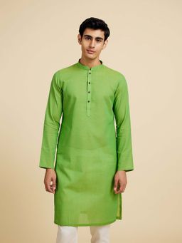 Diwas by Manyavar - Light Mid Green Cotton Kurtas for Men