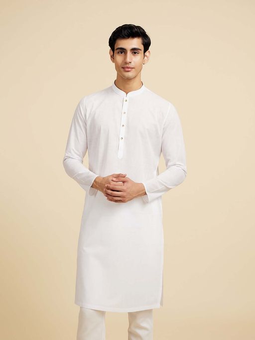 Diwas by Manyavar White Cotton Kurtas for Men