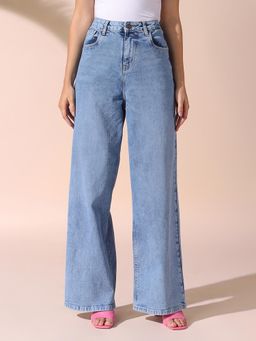 DL WOMAN - Solid Relaxed Fit Wide Leg High Rise Jeans