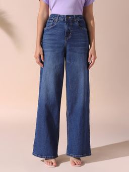 DL WOMAN - Solid Relaxed Fit Wide Leg High Rise Jeans