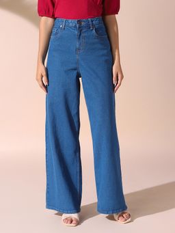 DL WOMAN - Solid Relaxed Fit Wide Leg High Rise Jeans