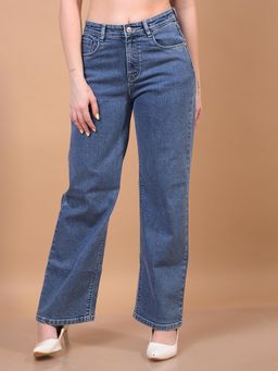 CRIMSOUNE CLUB - Womens Blue Wide-Leg Jeans