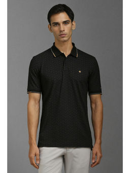 Louis Philippe - Men Black Print Polo Neck T-Shirt
