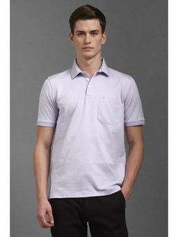 Louis Philippe - Men Lavender Print Polo Neck T-Shirt