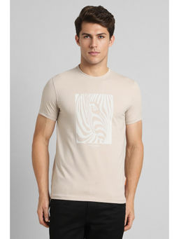 Simon Carter - Beige Printed Crew Neck T-Shirt