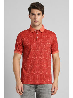 Simon Carter - Red Print Polo Neck T-Shirt