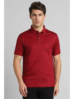 Simon Carter - Red Print Polo Neck T-Shirt